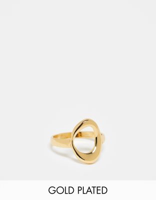 ASOS DESIGN Curve 14k gold plated ring with molten circle design