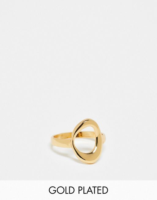  ASOS DESIGN Curve 14K gold plated ring with molten circle design