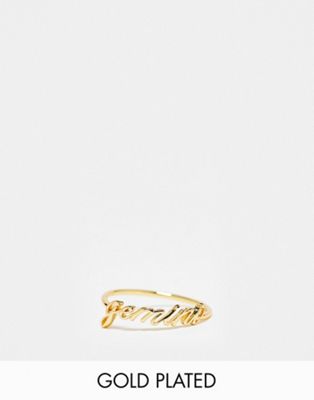 ASOS DESIGN Curve 14k gold plated ring with zodiac gemini design - GOLD