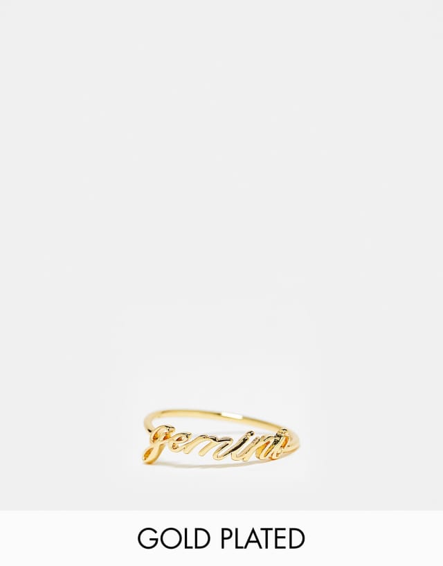 ASOS DESIGN Curve 14k gold plated ring with zodiac gemini design