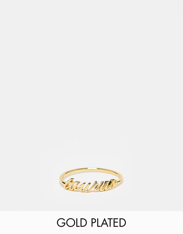 ASOS DESIGN Curve 14k gold plated ring with zodiac Taurus design