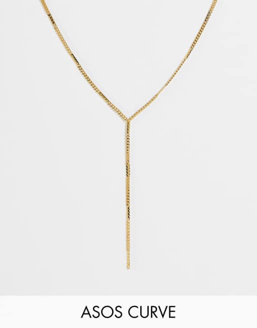 ASOS DESIGN Curve – 14k guldpläterat halsband i lariatmodell