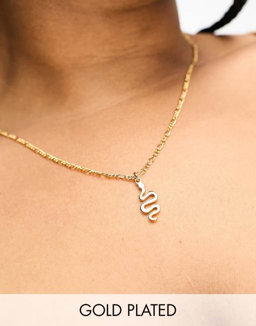 ASOS DESIGN Curve – 14k guldpläterat halsband med ormhänge