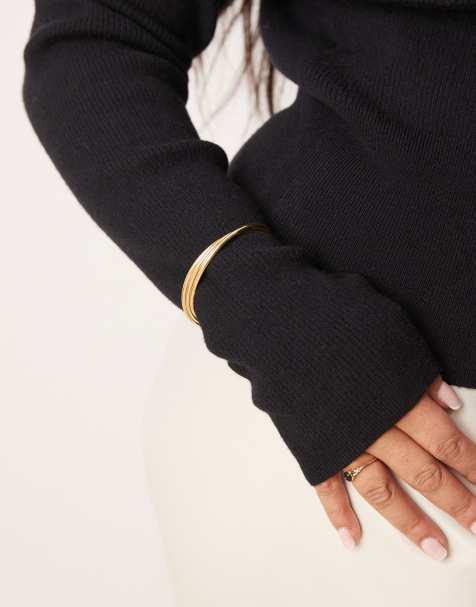 ASOS DESIGN Curve - 14k vergulde brede armband met gedraaid detail - view 1
