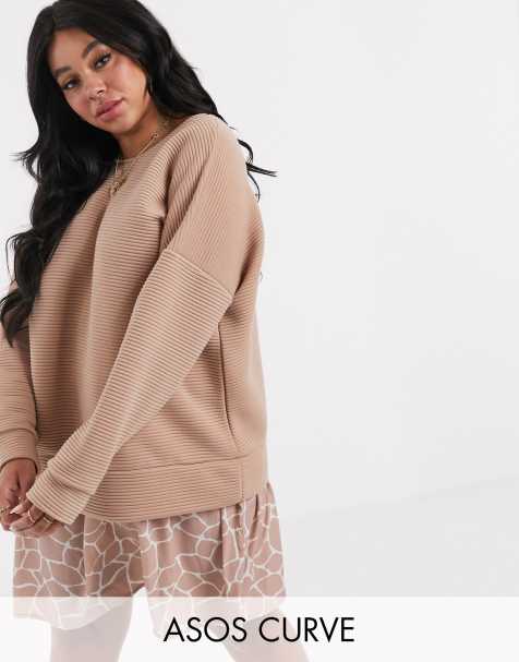 ASOS DESIGN Curve – 2-in-1-Sweatshirtkleid mit Giraffenmuster am Saum