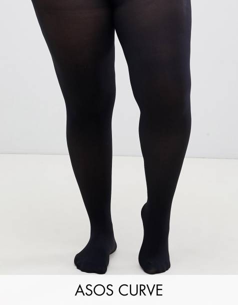 ASOS DESIGN Curve 2 pack 60 denier black tights in super stretch fit - view 1