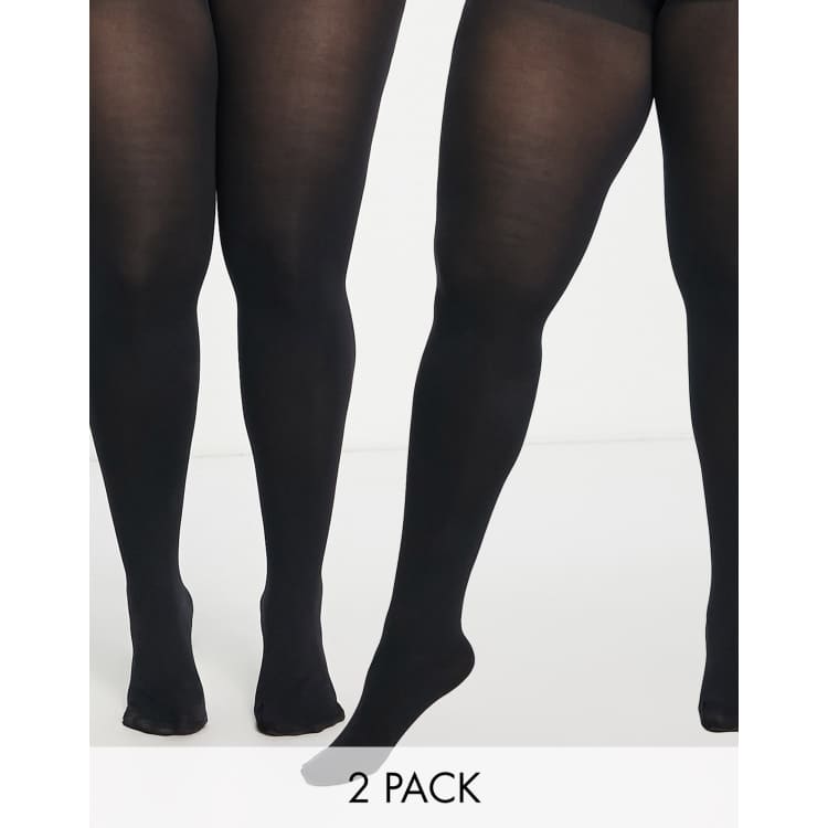 Plus Size Classic Seamed Sheer Denier Tights Black. Turkey