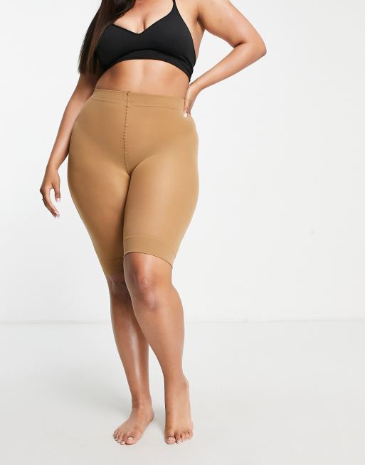 ASOS DESIGN Curve 2 pack anti-chafing shorts in golden bronze