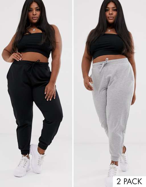 ASOS DESIGN Curve 2 pack leggings in black