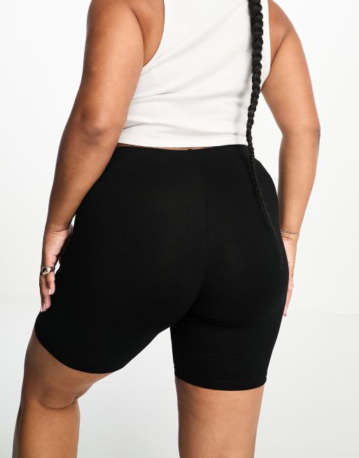 ASOS DESIGN Curve 2 pack basic legging shorts in black , 2 of 4