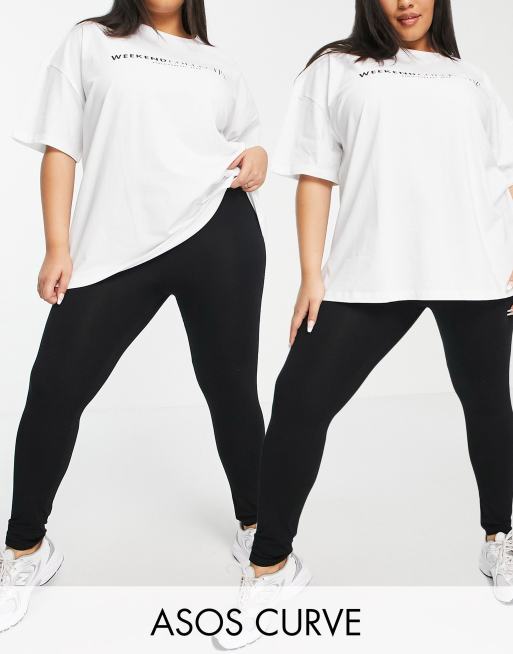 ASOS DESIGN Curve 2 pack leggings in black SAVE