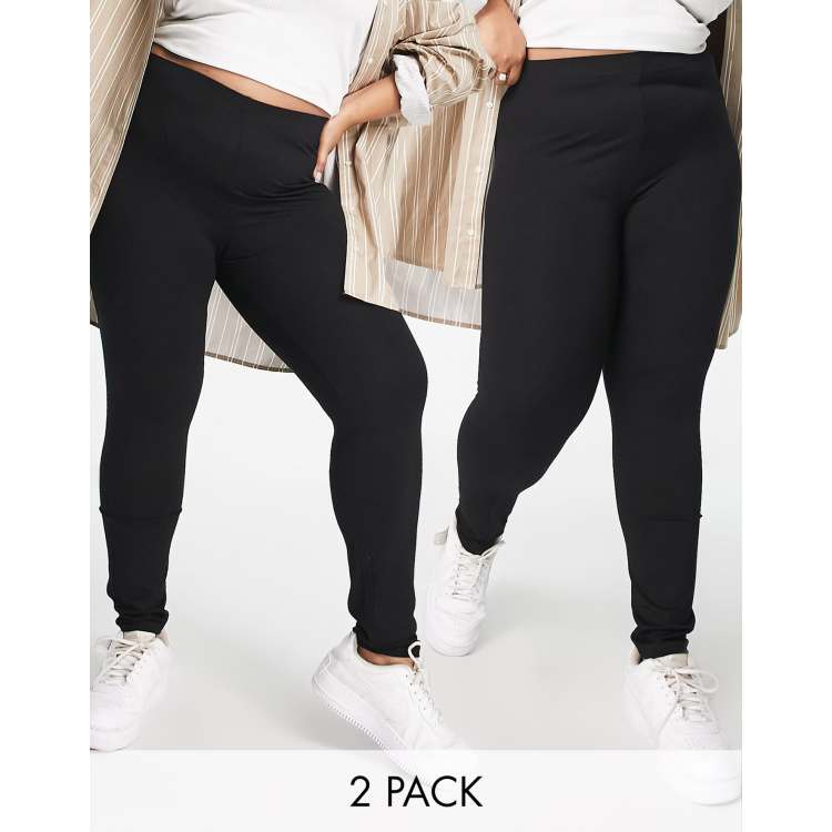 ASOS 2 Pack high waisted leggings in black multipack saving 10%