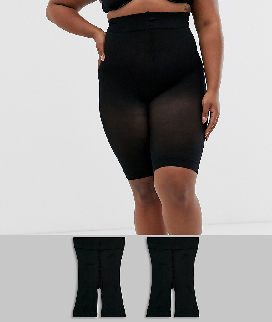 ASOS DESIGN Curve – 2-pack svarta shorts med anti-skav