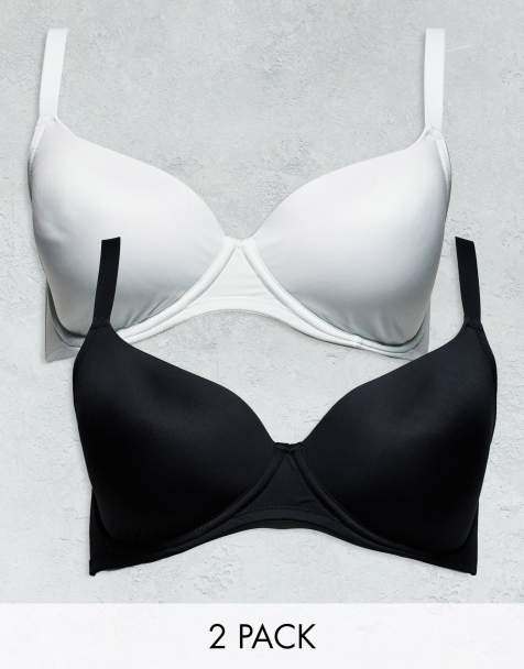 ASOS DESIGN Curve – 2er-Pack geformte T-Shirt-BHs aus Mikrofaser in Schwarz und Weiß - view 1