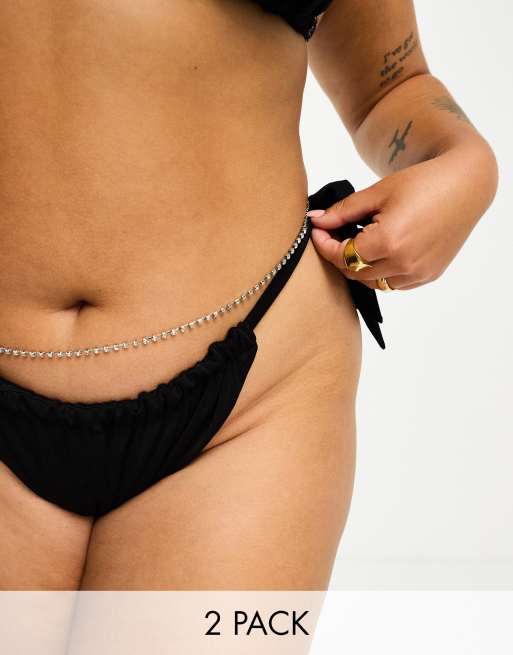 ASOS DESIGN Curve – 2er-Pack Kesselketten für den Bauch in Silber mit kleiner werdenden Schmucksteinen