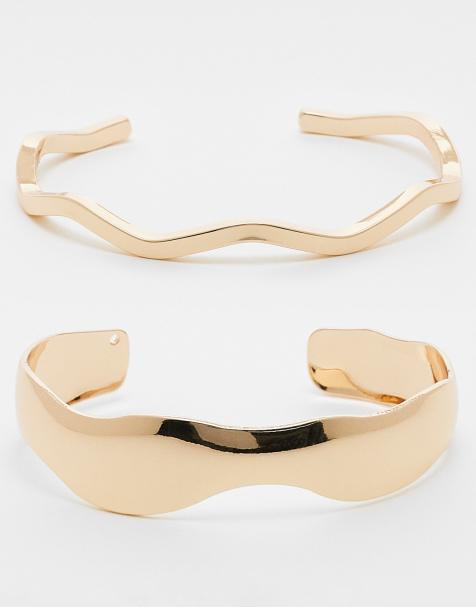 ASOS DESIGN Curve – 2er-Pack schlichte goldfarbene Armreifen - view 1