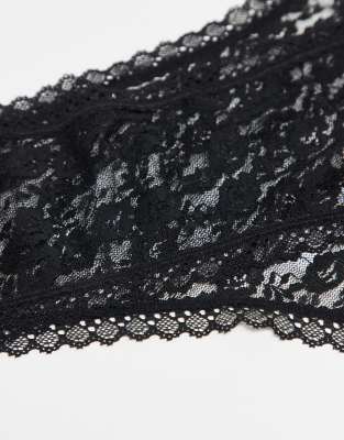 Asos Curve Asos Design Curve 3 Pack All Over Lace Brazilian Briefs In Black