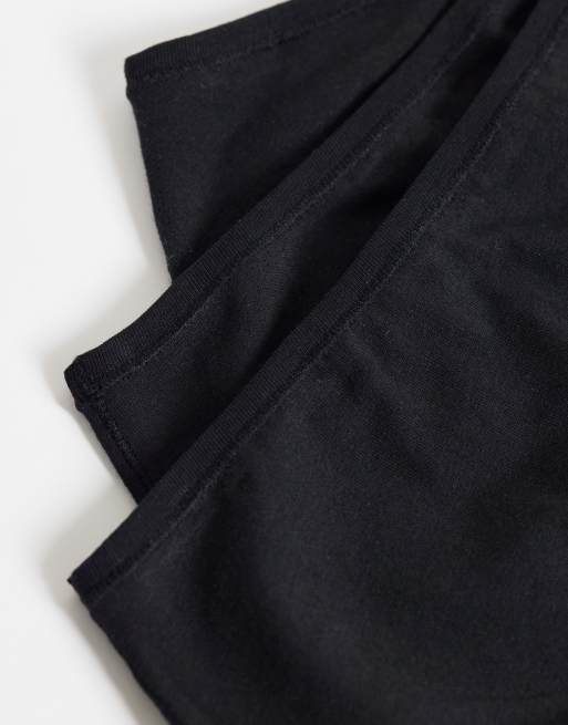 ASOS DESIGN Curve 3 pack cotton mid coverage brazilian brief in black, 2 of 3