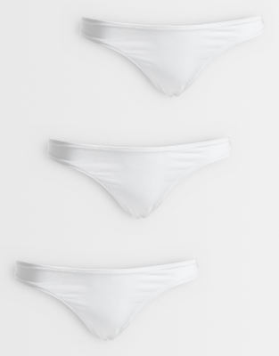 Asos Curve Asos Design Curve 3 Pack Cotton Thong In White