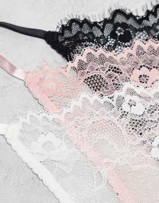 Asos Curve Asos Design Curve 3 Pack Lace Tanga Thongs