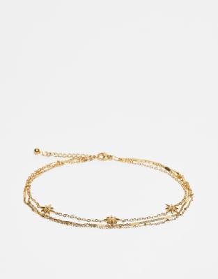 ASOS DESIGN Curve 3-pack mixed stainless steel anklets with star detail in gold tone