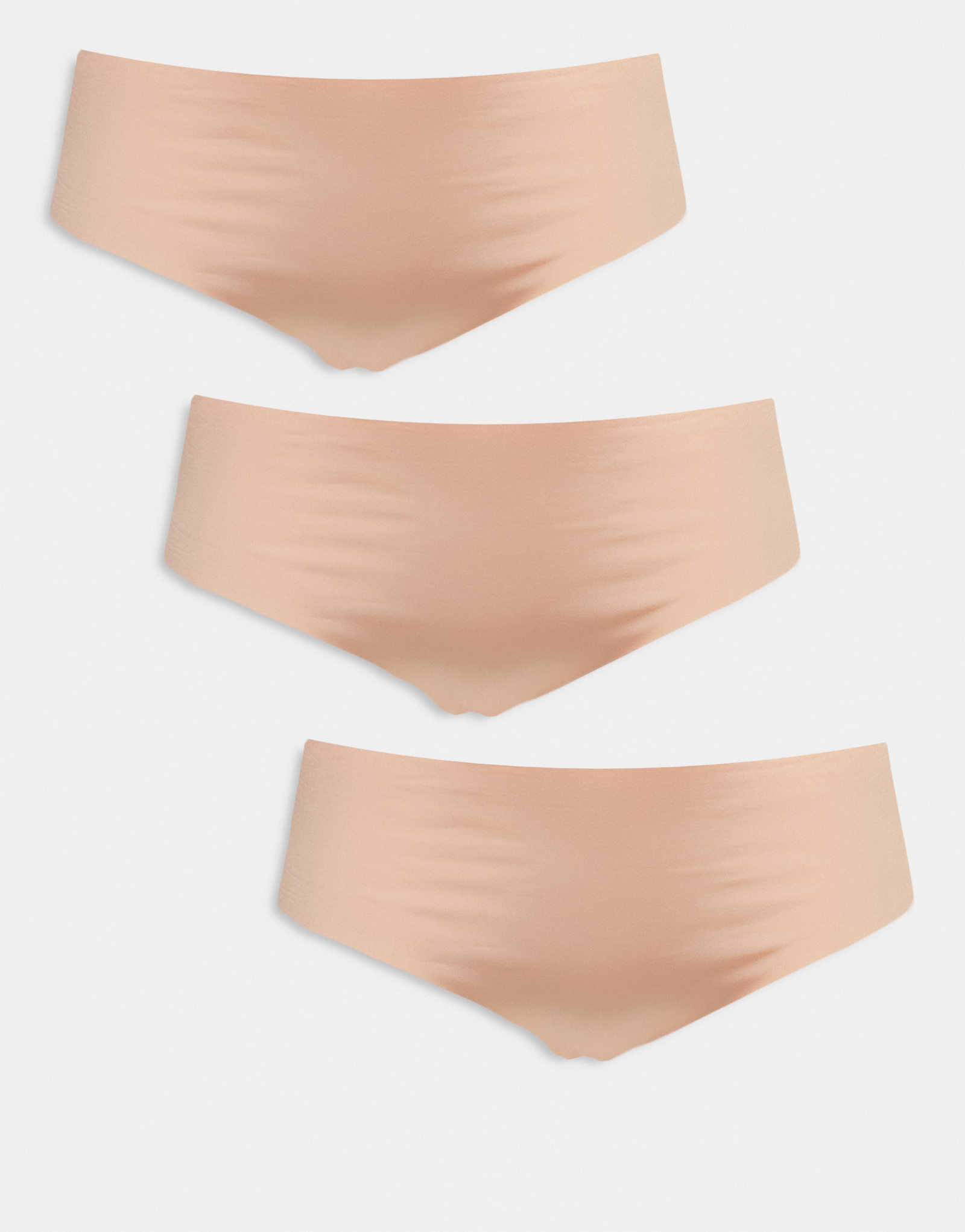 ASOS DESIGN Curve 3 комплекта бразильских трусов без vpl и кружева бежевого цвета
