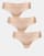 ASOS DESIGN Curve 3 pack no vpl and lace thong in beige - view 1