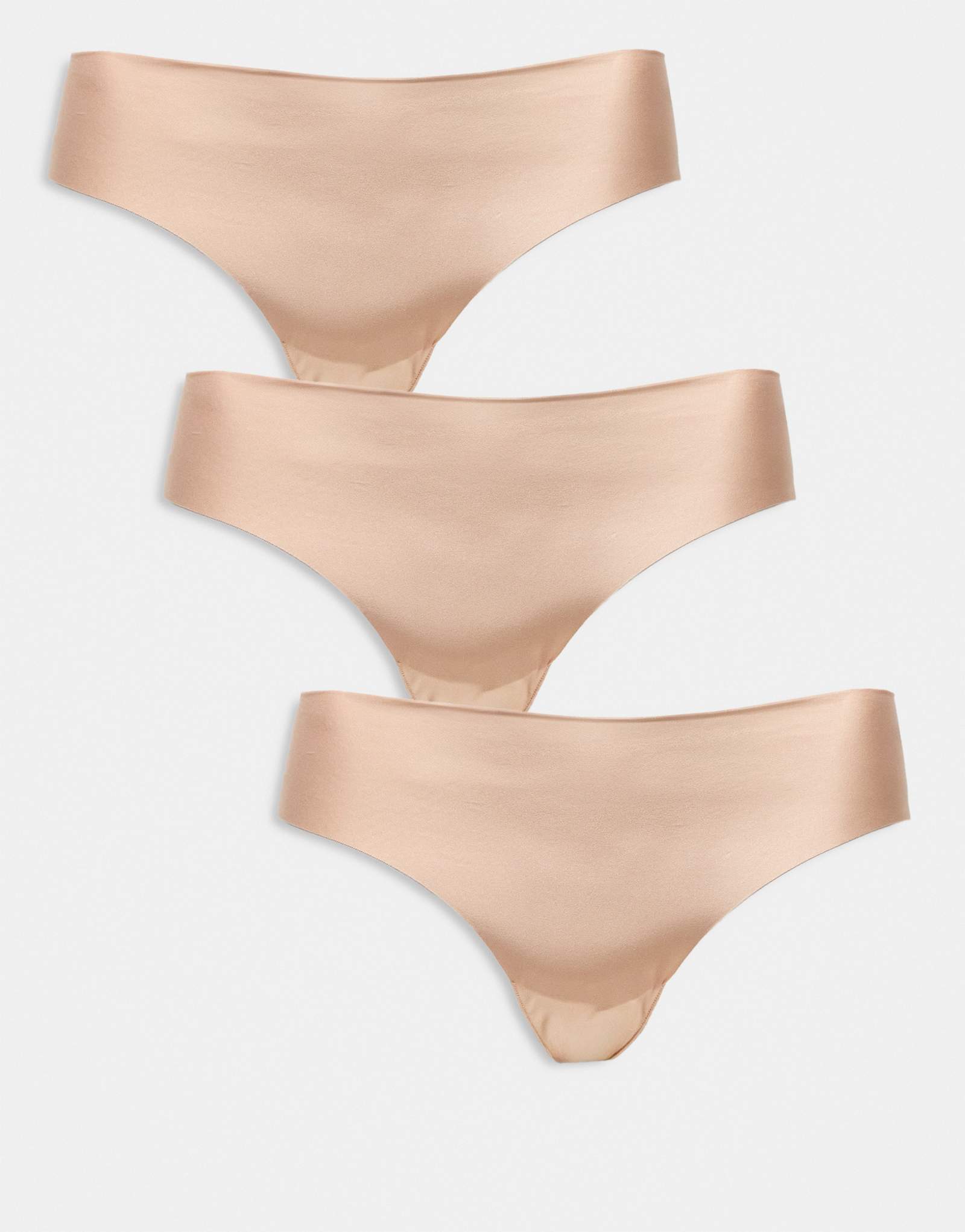 ASOS DESIGN Curve 3 комплекта без vpl и кружевных стрингов бежевого цвета
