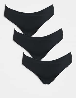 Asos Curve Asos Design Curve 3 Pack No Vpl Brazilian Briefs In Black