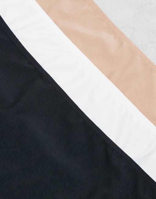 ASOS DESIGN Curve 3 pack no vpl hipster short in black, white & beige, 3 of 3