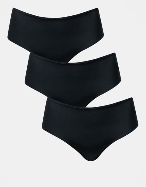 ASOS DESIGN Curve 3 pack no vpl hipster short in black - view 1