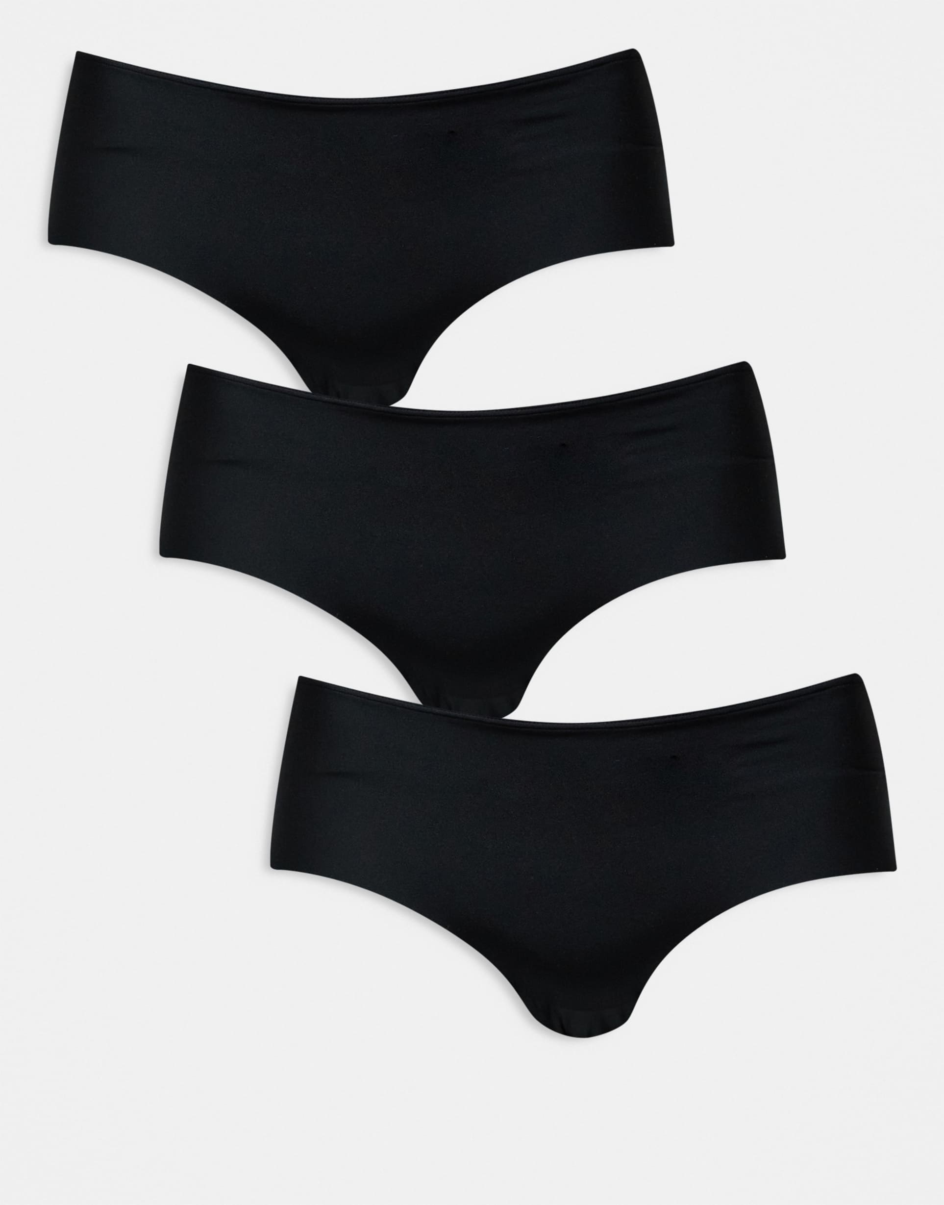 asos design curve 3 pack no vpl hipster short in black