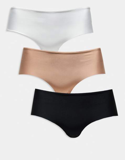 ASOS DESIGN Curve 3-pack no VPL hipster shorts in black, white & beige - view 1