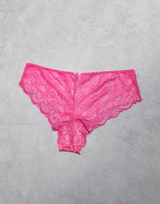 Asos Curve Asos Design Curve 3 Pack No Vpl & Lace Brazilian Briefs In Multi