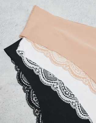 Asos Curve Asos Design Curve 3 Pack No Vpl Lace Thong
