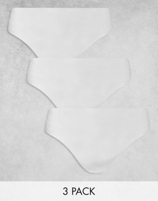 Asos Design Curve 3 Pack Microfiber High Waist Thong In White