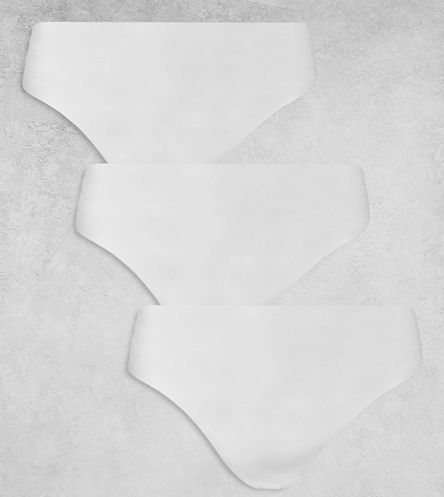 Asos Design Curve 3 Pack Microfiber High Waist Thong In White