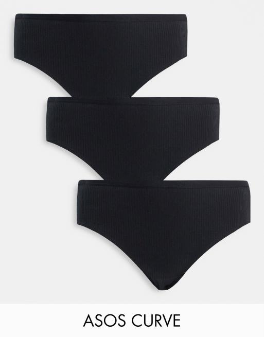 ASOS DESIGN 3 pack briefs in black rib