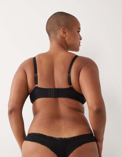 ASOS DESIGN Curve 3 pack thong with lace trim in black, 4 of 5