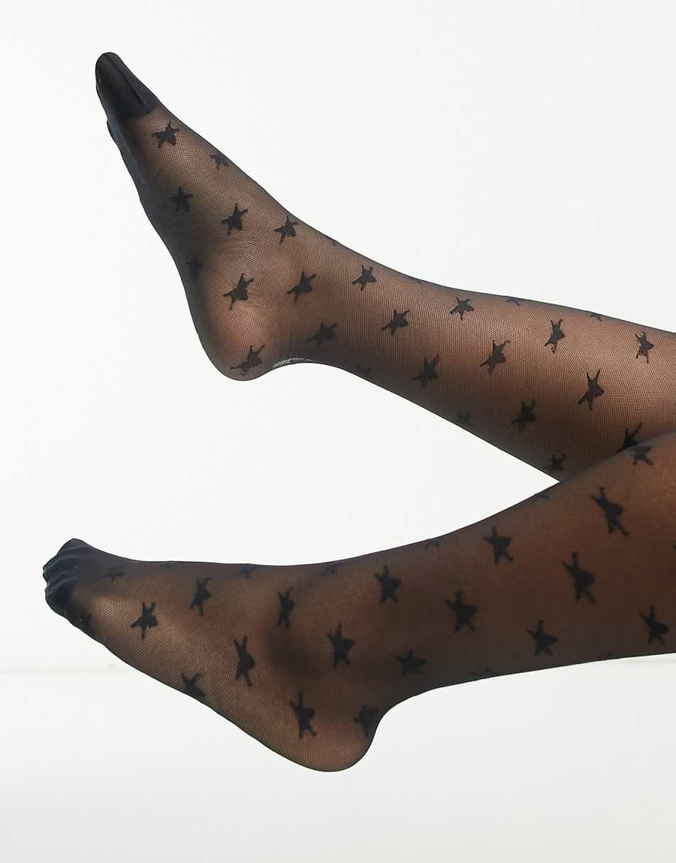 ASOS DESIGN 30 denier back seam 'love' tights in black