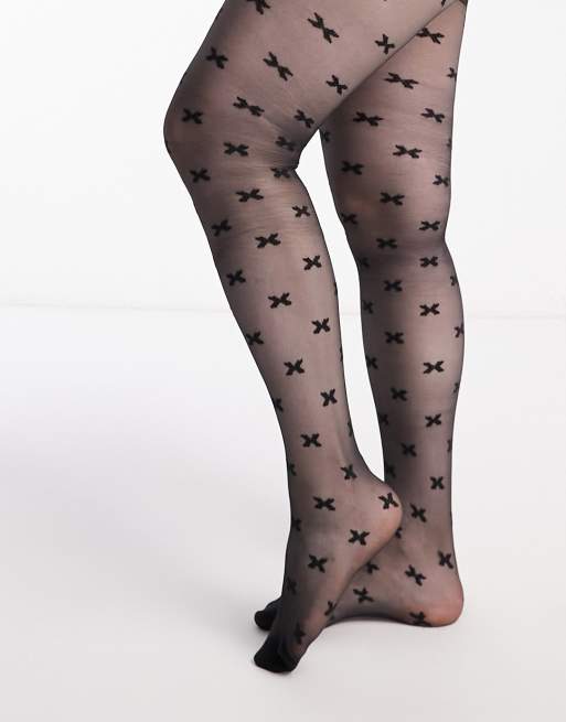 ASOS DESIGN Curve - 30 denier panty met X-print in zwart