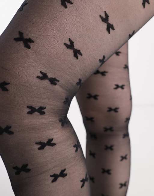 ASOS DESIGN Curve pattern tights in black