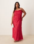 [ASOS Curve] ASOS DESIGN Curve 3D flower cami strap maxi dress in pink 28 PINK