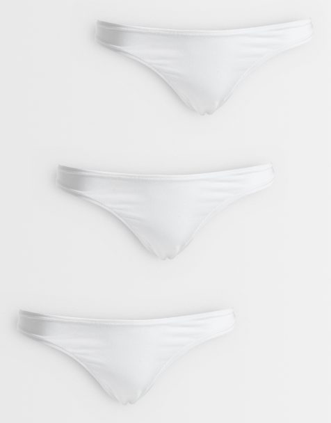 ASOS DESIGN Curve – 3er-Pack Baumwoll-Tangas in Weiß - view 1
