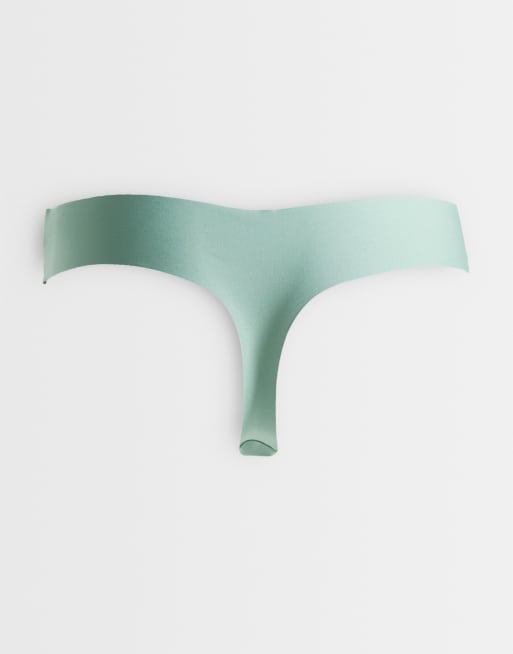 ASOS DESIGN Curve – 3er-Pack sich nicht abzeichnende Tangas in Grün, 2 von 3