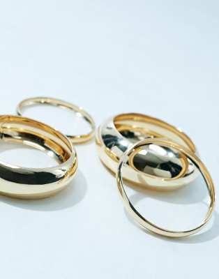 Asos Design Curve 4-pack Bangle Bracelets In Gold