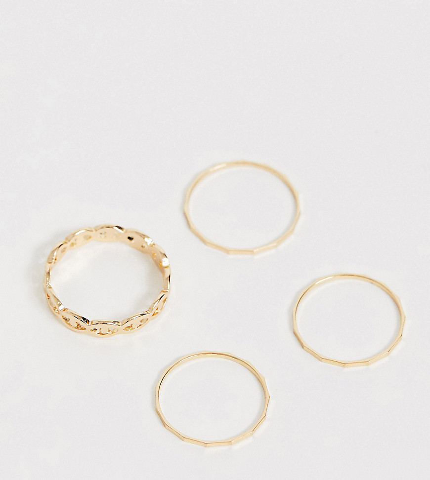 ASOS DESIGN Curve – 4-pack guldfärgade ringar med utskuren ögondesign