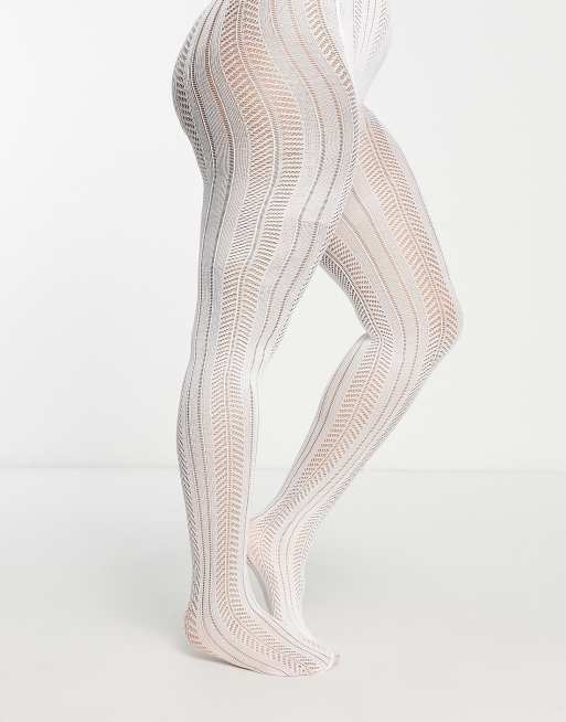 ASOS DESIGN 40 denier knitted look tights in white