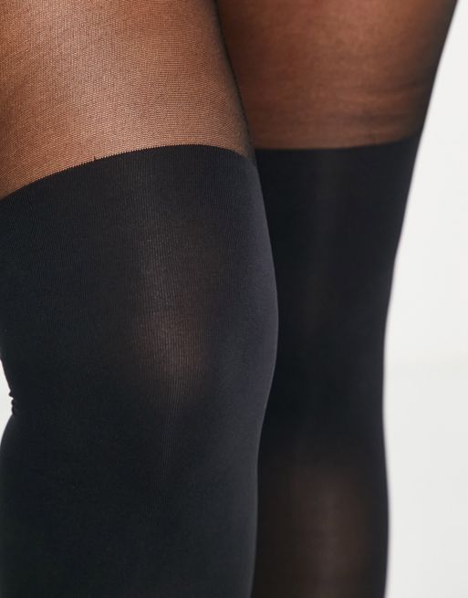ASOS DESIGN mock over the knee tights with bum and tum support in black