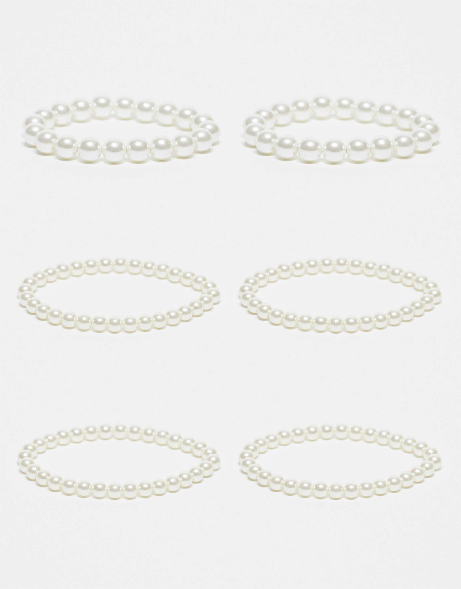 ASOS DESIGN Curve - 6 упаковок браслетов с жемчугом из искусственного стекла
